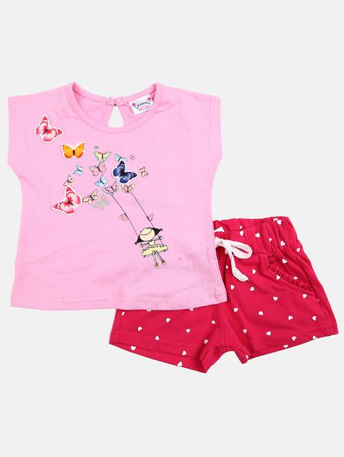 girls pink printed shorts set  - 18640934 - Very Small Image - 1