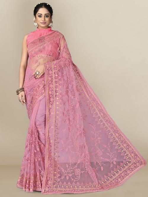women's embroidered saree with blouse - 18642739 - Very Small Image - 1
