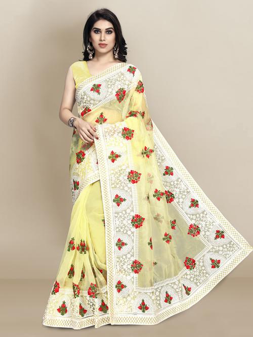 women's embroidered saree with blouse - 18642741 - Very Small Image - 1