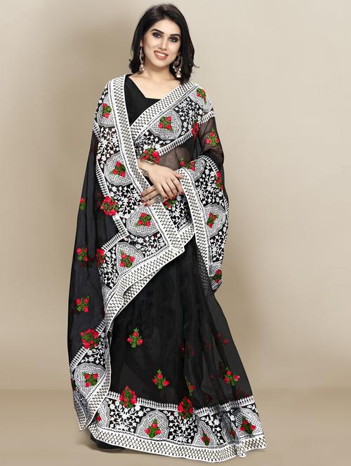 women's embroidered saree with blouse - 18642833 - Very Small Image - 1