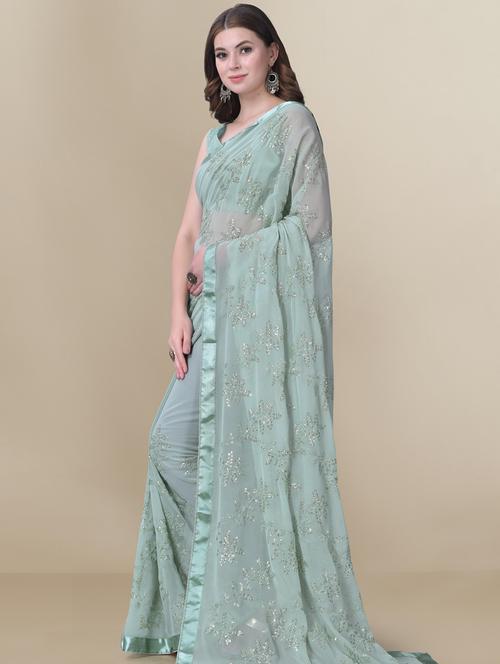 women's embroidered saree with blouse - 18642847 - Very Small Image - 1