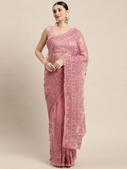 tonal embroidered saree with blouse - 18642978 - Very Small Image - 1