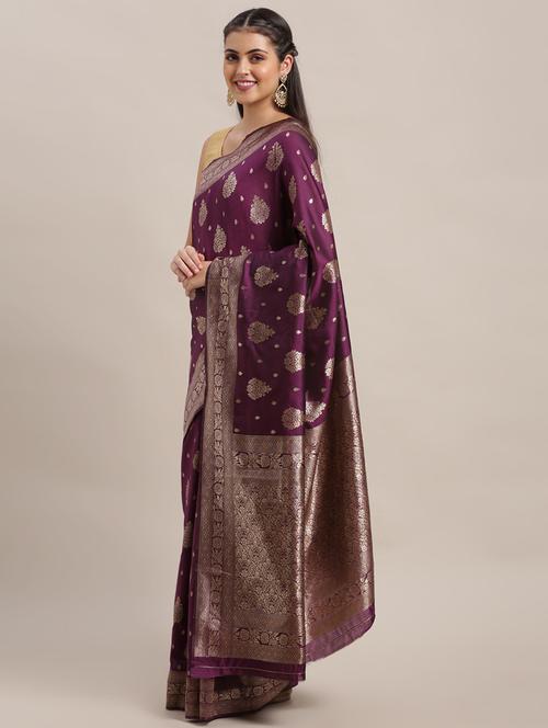 self design woven saree with blouse - 18643057 - Very Small Image - 1