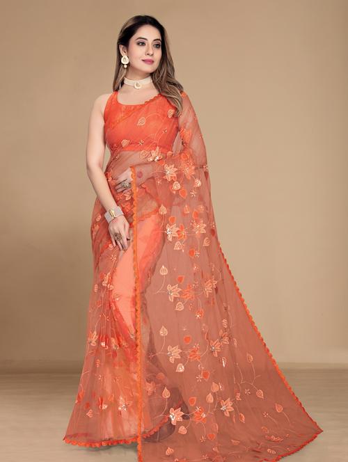 women's embroidered saree with blouse - 18643083 - Very Small Image - 1