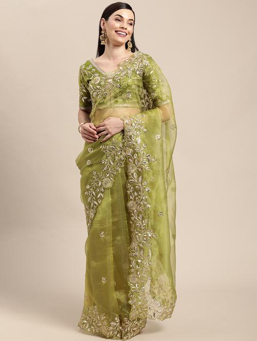 women's embroidered saree with blouse - 18643196 - Very Small Image - 1