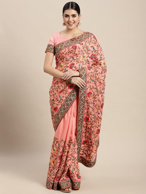 women's embroidered saree with blouse - 18643208 - Very Small Image - 1