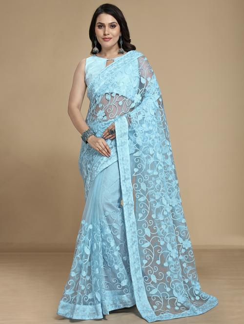 women's embroidered saree with blouse - 18643275 - Very Small Image - 1