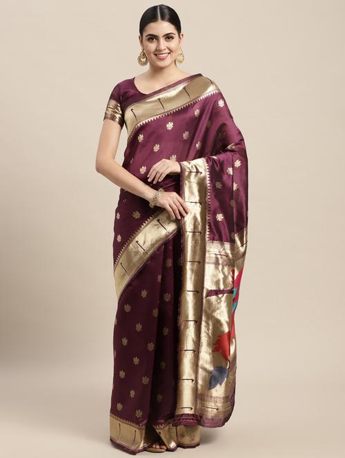women's self design magenta colored saree - 18643280 - Very Small Image - 1