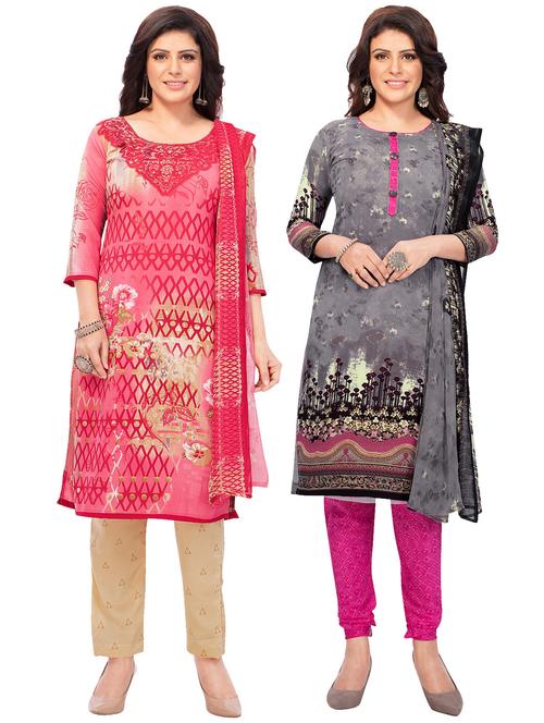 pack of 2 printed unstitched suit combo - 18644963 - Very Small Image - 1
