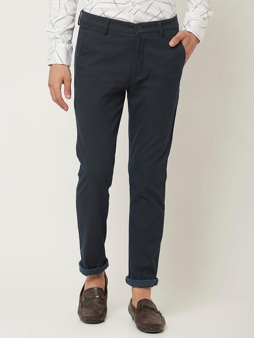 mid rise solid flat front casual trouser - 18645669 - Very Small Image - 1