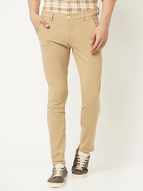 mid rise solid flat front casual trouser - 18645671 - Very Small Image - 1