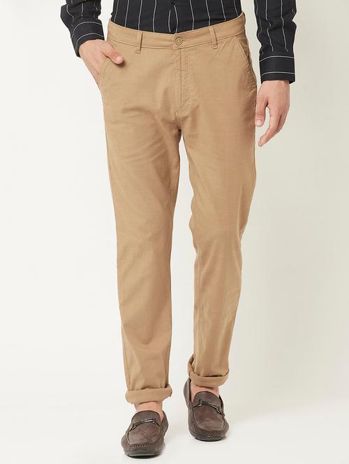 mid rise solid flat front casual trouser - 18645674 - Very Small Image - 1