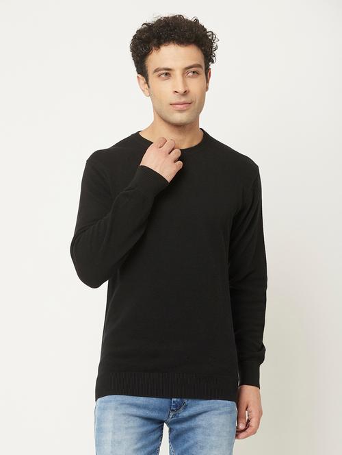 round neck solid pullover - 18645723 - Very Small Image - 1