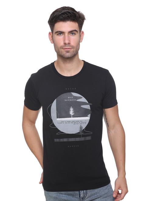 black printed crew neck t-shirt - 18645789 - Very Small Image - 1