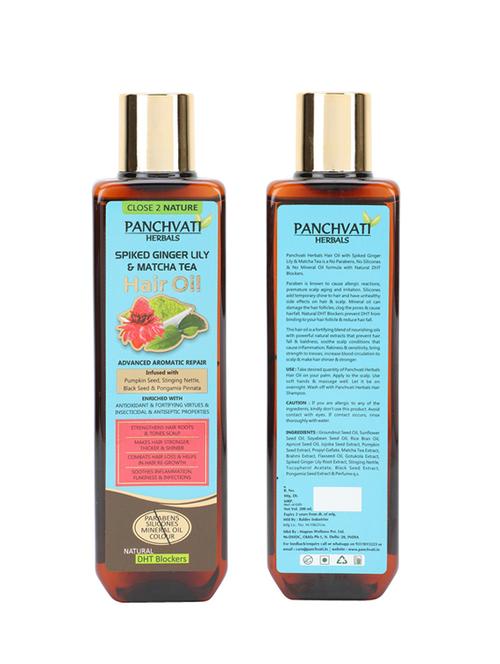 panchvati herbals hair regrowth & restore kit (hair shampoo + hair oil) 400 ml with spiked ginger lily & matcha tea. - 18645967 - Very Small Image - 1