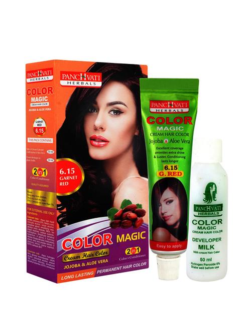 panchvati herbals  2 in 1 hair color with color+ conditioner formula for women, garnet red 6.15 pack of - 3 - 18645997 - Very Small Image - 1