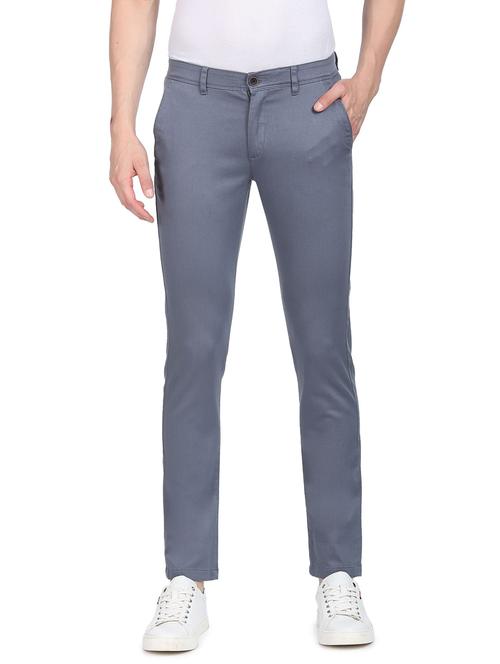 mid rise solid casual trouser - 18646193 - Very Small Image - 1