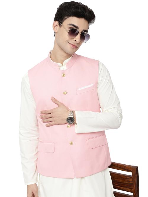 bandhgala solid nehru jacket - 18646198 - Very Small Image - 1