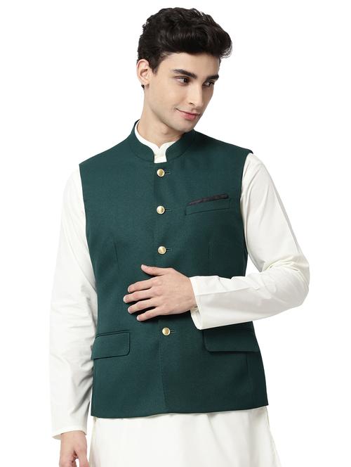 bandhgala solid nehru jacket - 18646204 - Very Small Image - 1