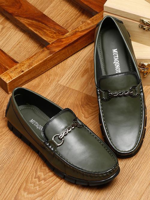 mens green slip on moccasin - 18646221 - Very Small Image - 1