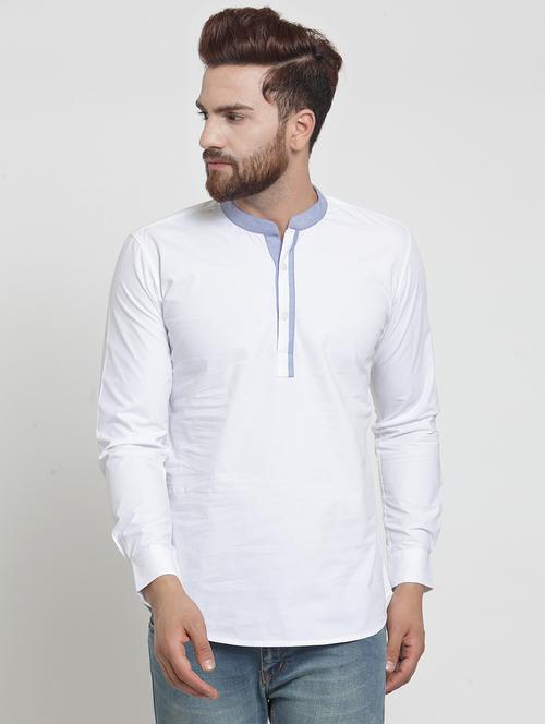 white solid short kurta - 18647875 - Very Small Image - 1
