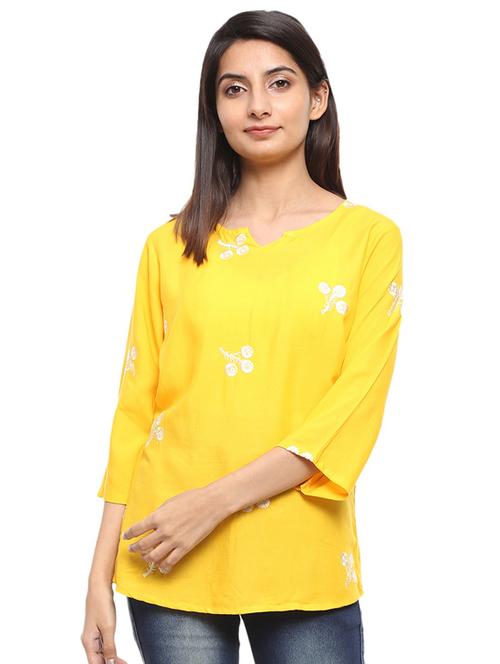 notch neck floral regular top - 18648082 - Very Small Image - 1