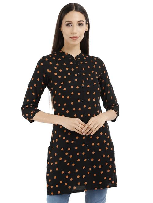 women's a line mandarin neck top - 18648160 - Very Small Image - 1