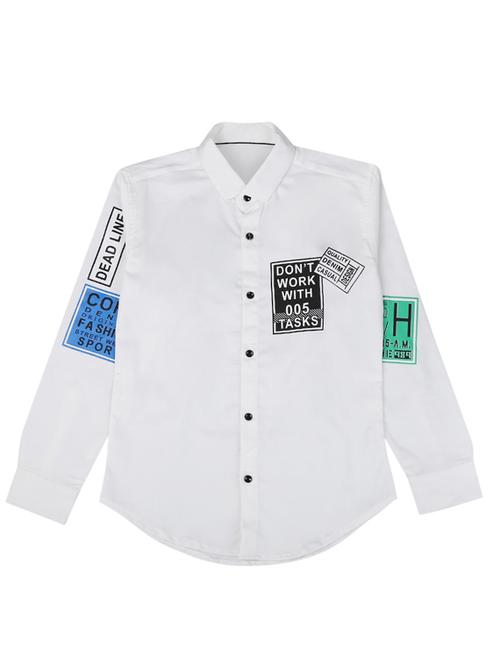 boys white printed full sleeve shirt - 18648205 - Very Small Image - 1
