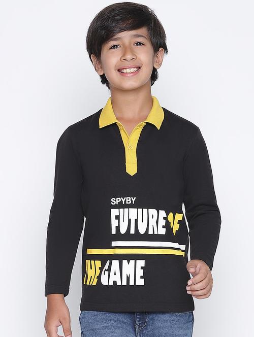 boys polo neck typographic printed t-shirt - 18649461 - Very Small Image - 1