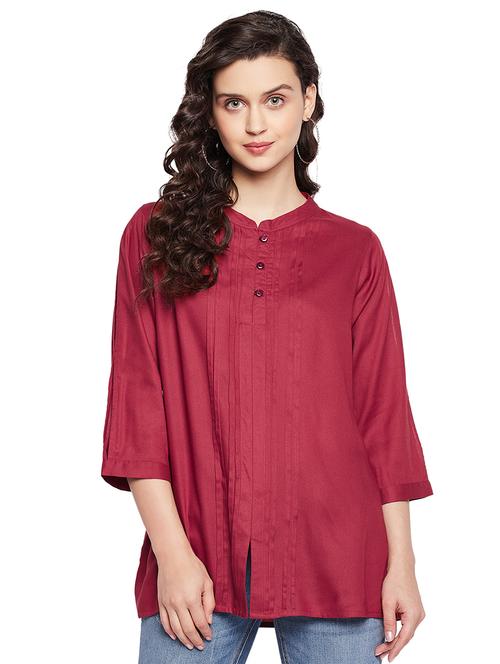 women's a line mandarin neck top - 18649773 - Very Small Image - 1