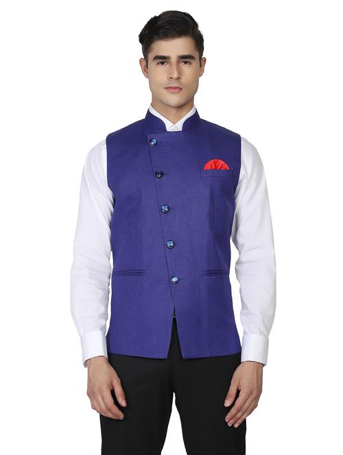 solid asymmetric nehru jacket - 18649801 - Very Small Image - 1