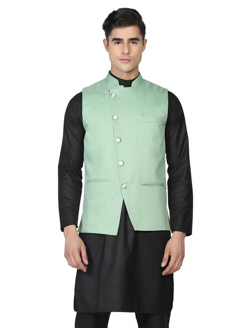solid asymmetric nehru jacket - 18649809 - Very Small Image - 1