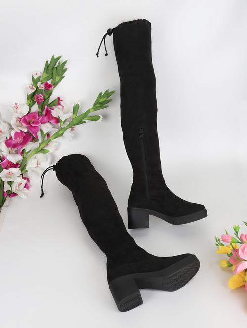 women black knee length boots - 18650706 - Very Small Image - 1