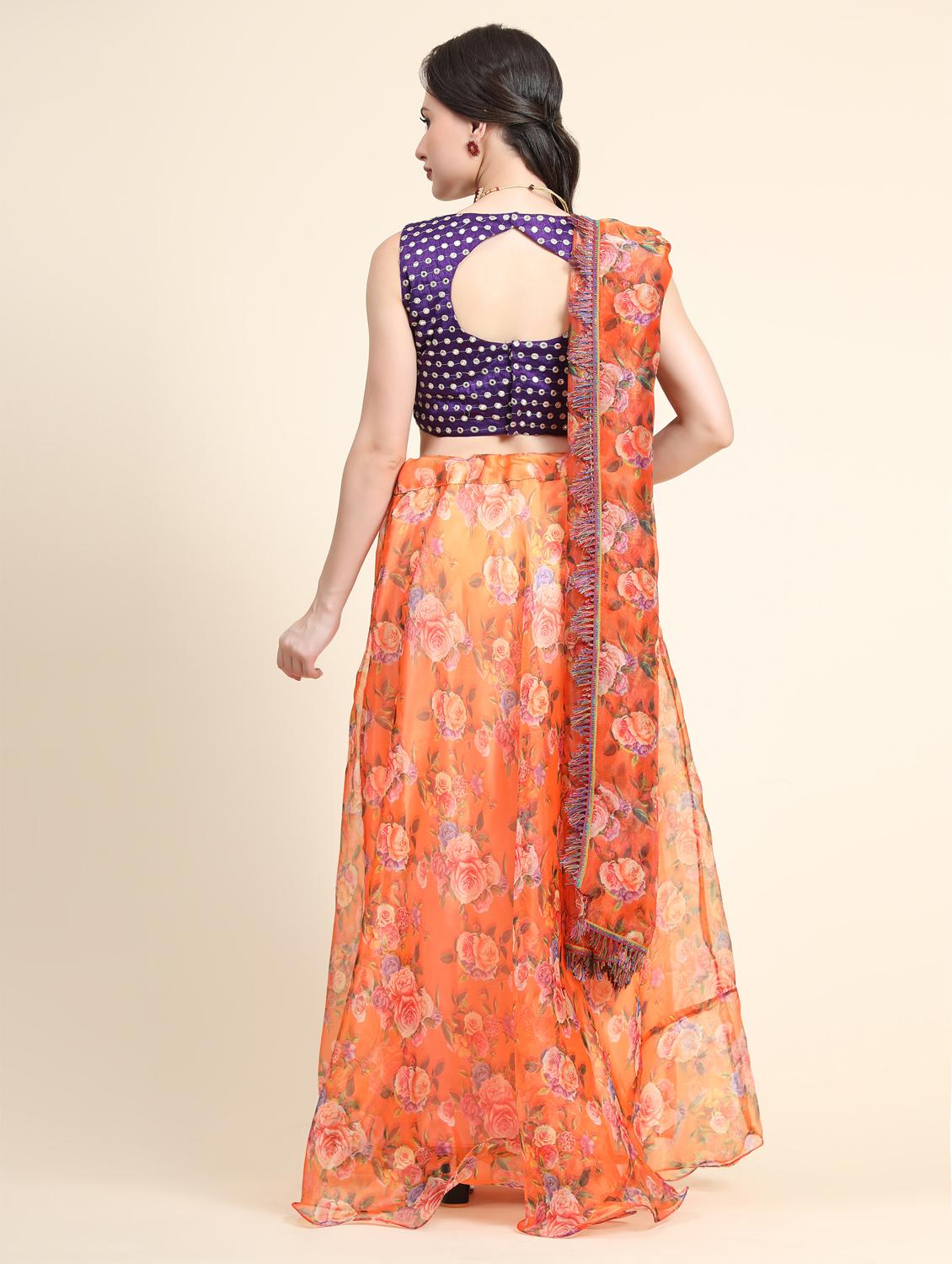 floral printed lehenga choli with dupatta - 18651038 - Zoom Image - 3
