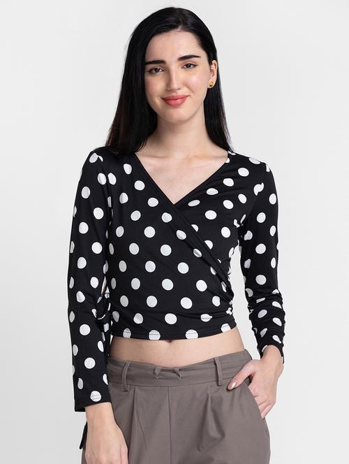 women's wrap v neck top - 18651305 - Very Small Image - 1