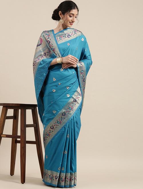paithani silk saree with blouse piece - 18654146 - Very Small Image - 1