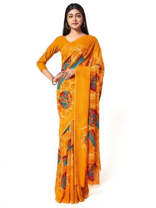 abstract printed saree  with blouse - 18654924 - Very Small Image - 1