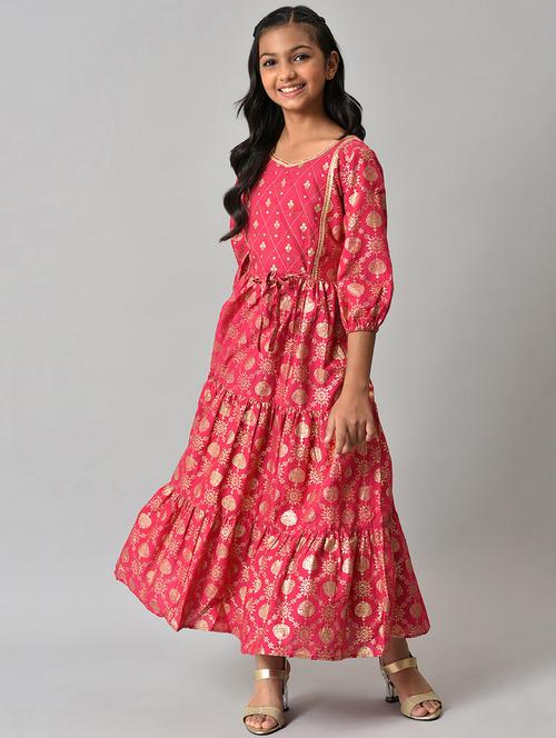 pink printed gown - 18656124 - Very Small Image - 1