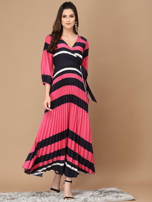 pink printed maxi dress - 18658721 - Very Small Image - 1
