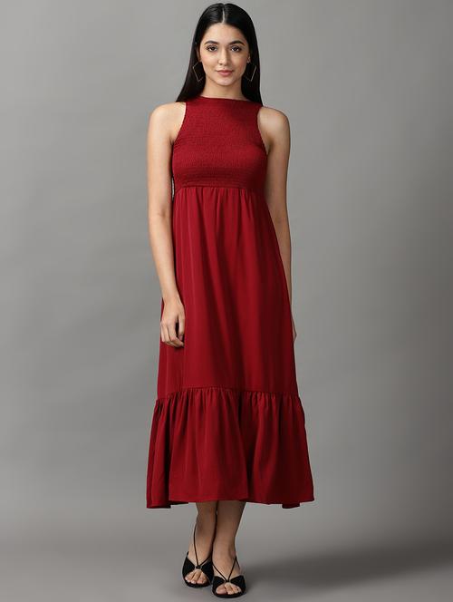 women's tiered dress solid dress - 18659033 - Very Small Image - 1