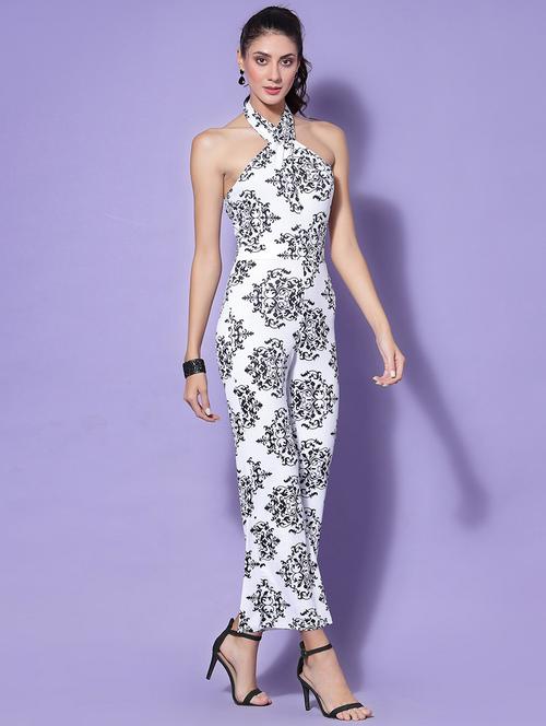 halter neck printed full leg jumpsuit - 18659957 - Very Small Image - 1
