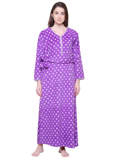 v neck polka dots nighty - 18666588 - Very Small Image - 1