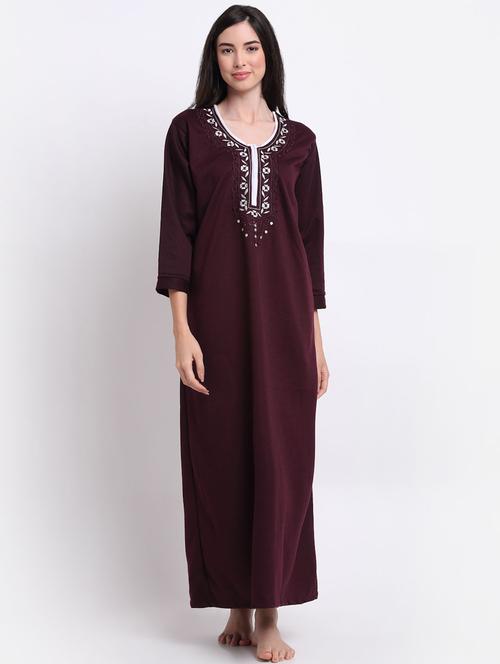 round neck solid nighty - 18666602 - Very Small Image - 1