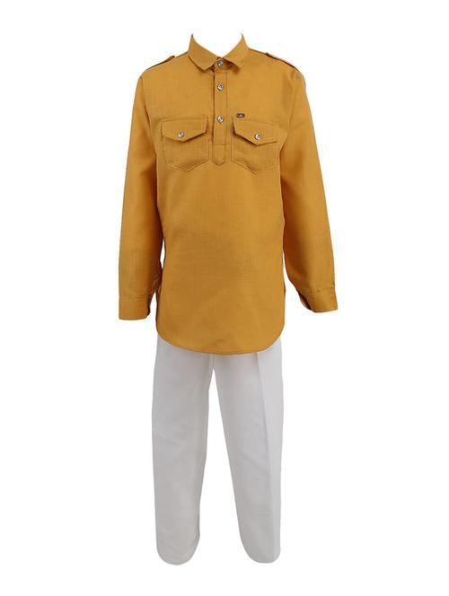 yellow solids cotton kurta sets - 18677819 - Very Small Image - 1