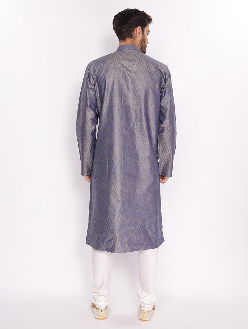 blue cotton long kurta - 18677935 - Zoom Image - 2