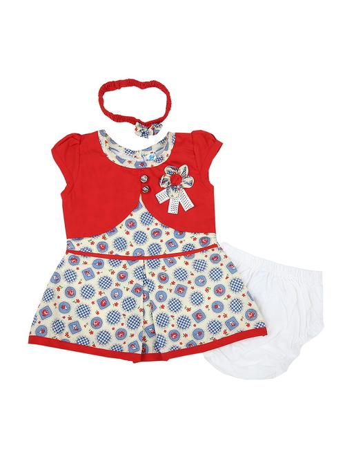 girls round neck short sleeves frock - 18679487 - Very Small Image - 1