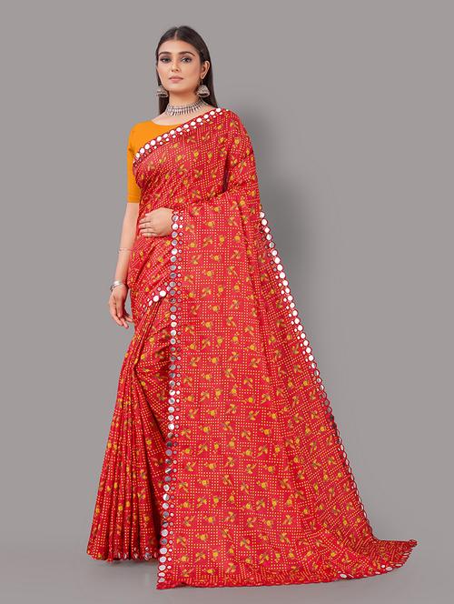 women's floral red colored saree - 18688661 - Very Small Image - 1