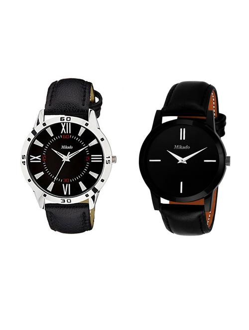 exclusive collection of two genuine leather watches combo with 2 year warrenty(casual+formal+party wedding watch) - 18690292 - Very Small Image - 1