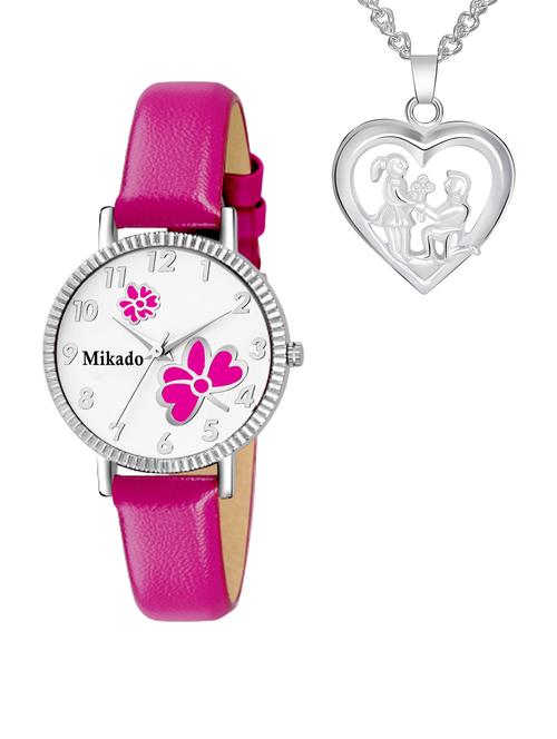 pinky star fasionable pendant & watch combo for girls - 18690606 - Very Small Image - 1