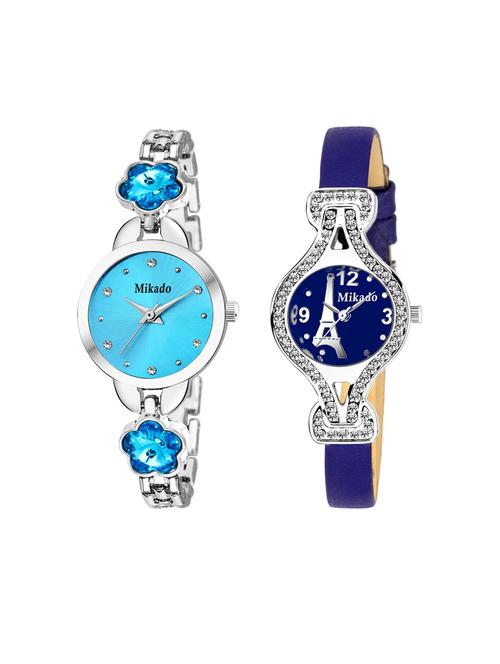 blue stone and blue paris analog watches combo for women and girls - 18690609 - Very Small Image - 1